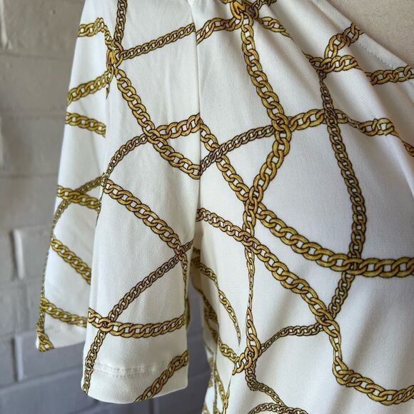 MICHAEL Michael Kors chain print smocked hem blouse size M - Picture 5 of 7
